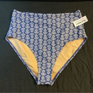 NWT Dark Blue Patterned Floral High-Waisted Bikini Bottoms - Old Navy M